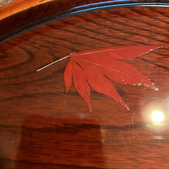 Japaness lacquered round Wood tray - Picture 5 of 7